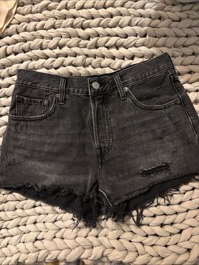 Levi's 501 Black Washed Distressed Cutoff Shorts